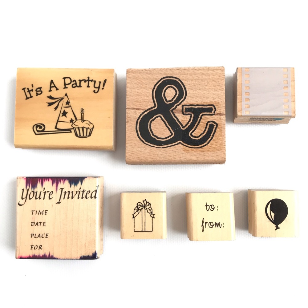 Rubber Stamps Party Invitation Ballon Scrapbook Lot